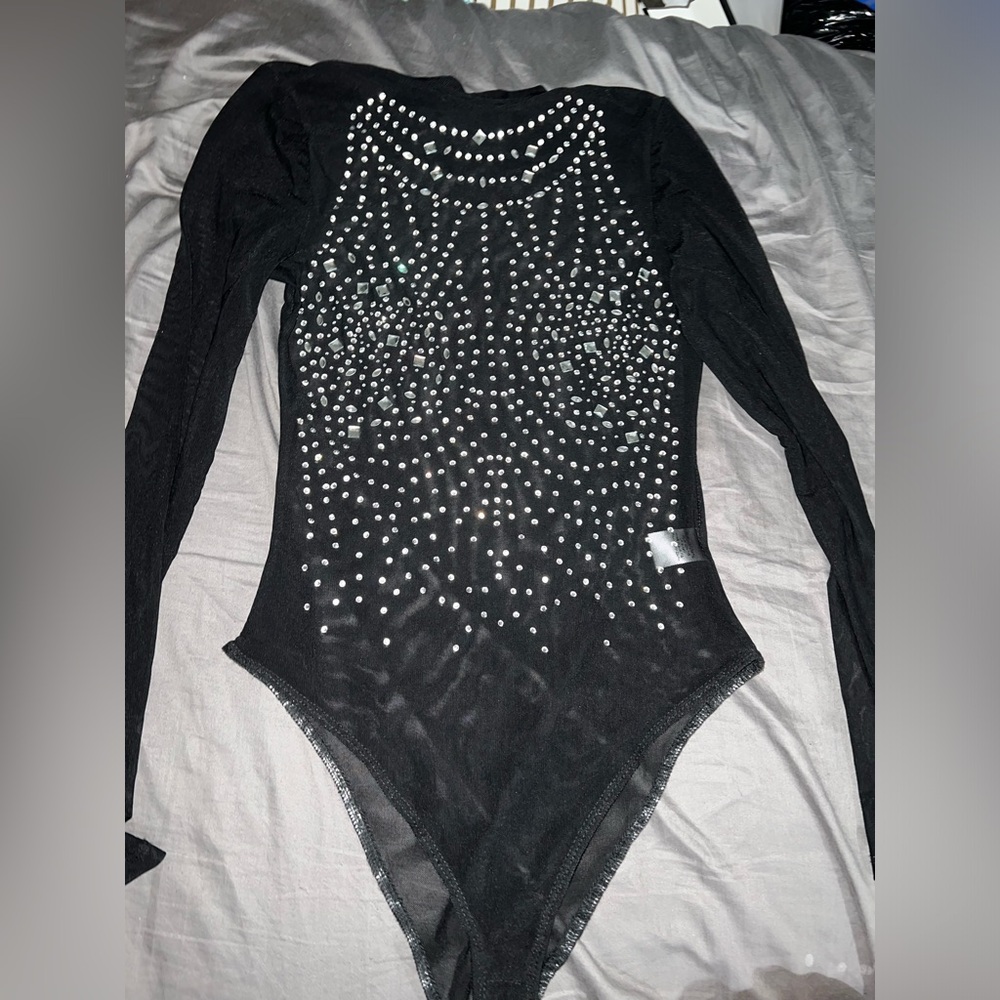 Fashion Nova Mesh Rhinestone Bodysuit